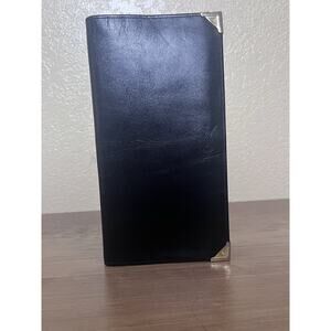 YSL Saint Laurent Long Wallet – Embossed Logo – Gold Corner Hardware